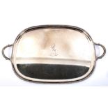 A 20th century silver-plated oval two-handled tray.