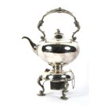 A Late Victorian silver-plated spirit kettle on stand.
