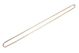 A Vintage 9ct gold box chain. on a bolt-ring clasp, import marks for London 1987,