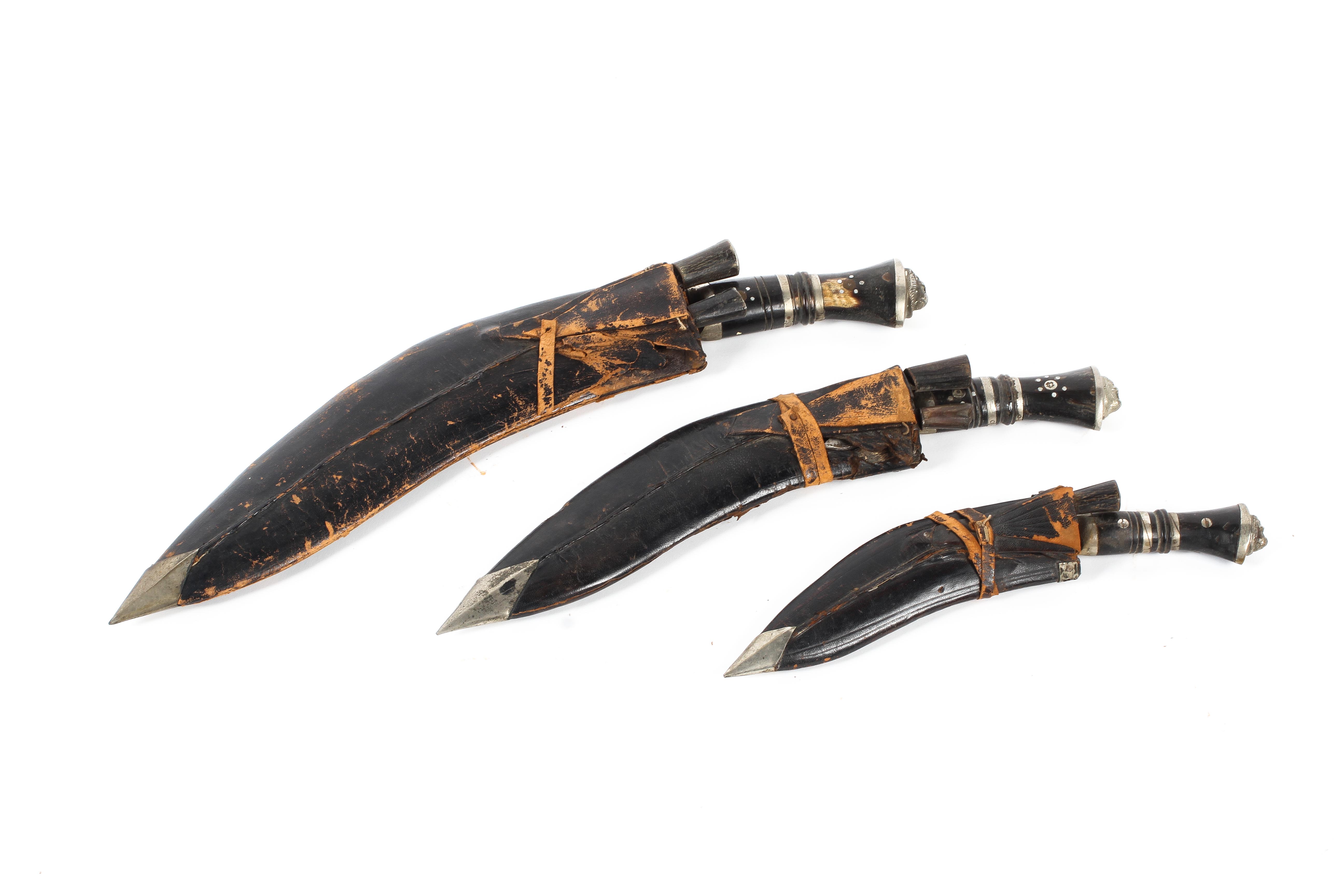 Three cased Khukuri of graduating sizes. - Image 4 of 5