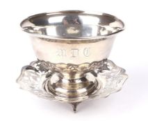 A Sterling silver pedestal bowl and a pierced Egyptian dish.