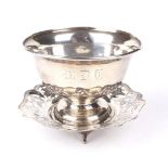 A Sterling silver pedestal bowl and a pierced Egyptian dish.