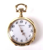 An 18ct gold cased Longines fob watch.