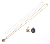 A small collection of jewellery including a late Victorian gold and half-pearl flower-head