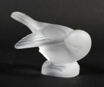 A modern Lalique frosted glass model of a dove.