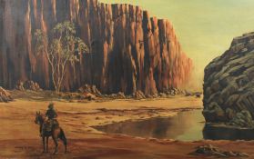 Kenneth Eades (20th Century, Western Australia), Figure on Horseback in Mountainous Landscape,