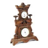 Victorian oak baroque revival mantle clock/barometer.