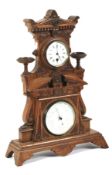 Victorian oak baroque revival mantle clock/barometer.