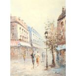 Manner of Caroline Burnett (1877-1950), Parisian Street Scene, oil and acrylic on canvas.