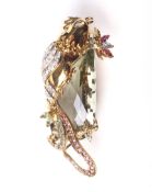An Iliana 18ct gold, diamond and multi-gem pendant in the form of a bird of paradise.