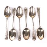 Six Victorian silver teaspoons.