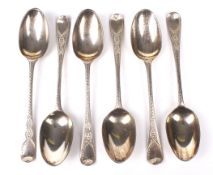 Six Victorian silver teaspoons.