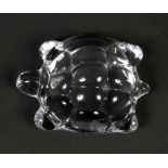 A Daum glass model of a turtle. Etched marks to foot rim, naturalistically modelled,