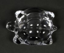A Daum glass model of a turtle. Etched marks to foot rim, naturalistically modelled,