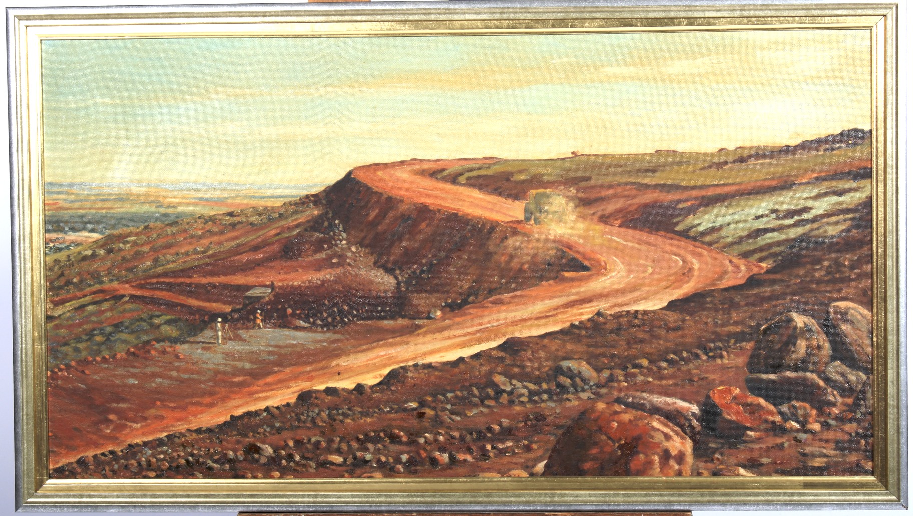 Australian 20th Century School, Winding Road in Rocky Landscape, oil on board (unsigned), framed,