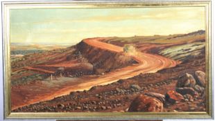 Australian 20th Century School, Winding Road in Rocky Landscape, oil on board (unsigned), framed,