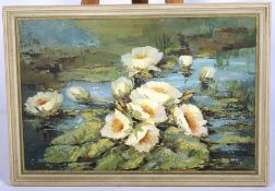 Hahn Vidal (German, 1919), Water Lilies, oil on canvas.