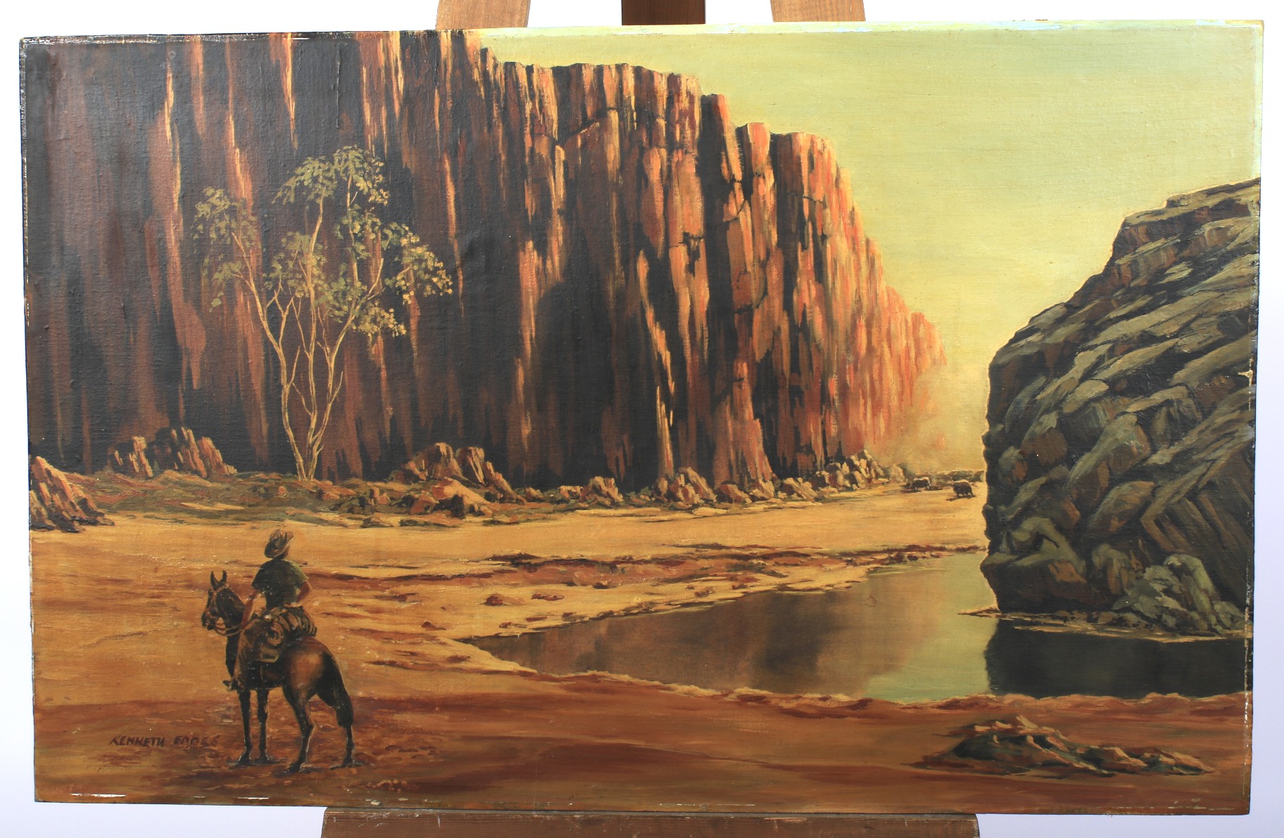 Kenneth Eades (20th Century, Western Australia), Figure on Horseback in Mountainous Landscape, - Image 2 of 3