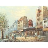 Manner of Caroline Burnett (1877-1950), Parisian Street scene, acrylic on canvas.