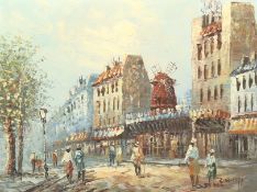 Manner of Caroline Burnett (1877-1950), Parisian Street scene, acrylic on canvas.