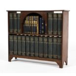 An oak tabletop free standing bookcase.