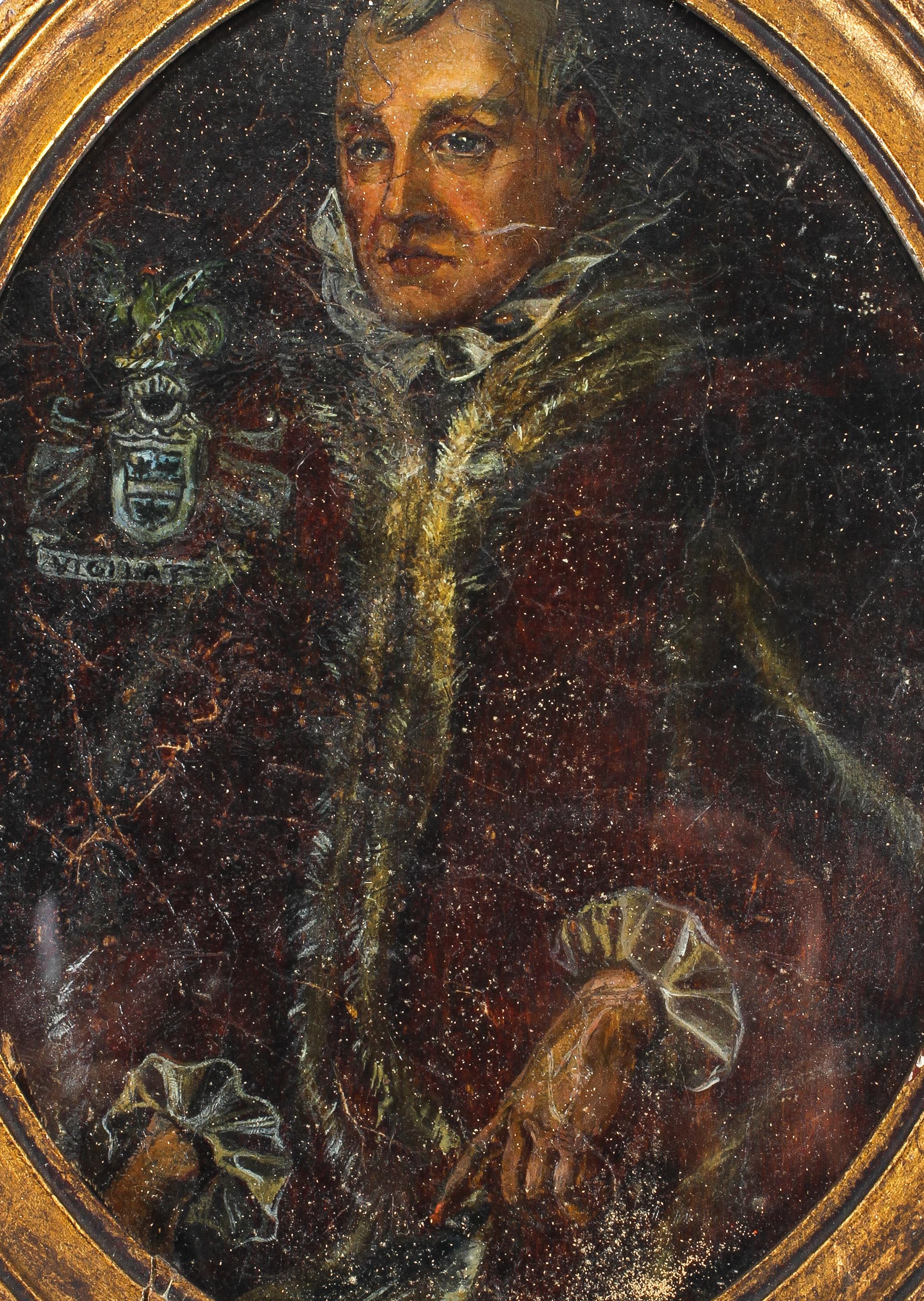 A 17th century style portrait of gentleman, oil on board. - Image 2 of 3