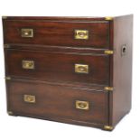 A brass bound mahogany military campaign style chest.