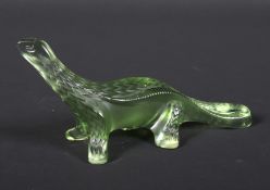 A modern Lalique green tinted glass model of a lizard.