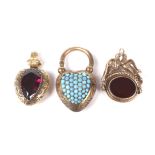 A Victorian gold and gem set heart-shaped clasp,
