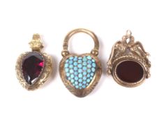 A Victorian gold and gem set heart-shaped clasp,