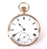 A 20th century 12ct gold cased open face pocket watch.