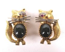A pair of Chinese gold, ruby,
