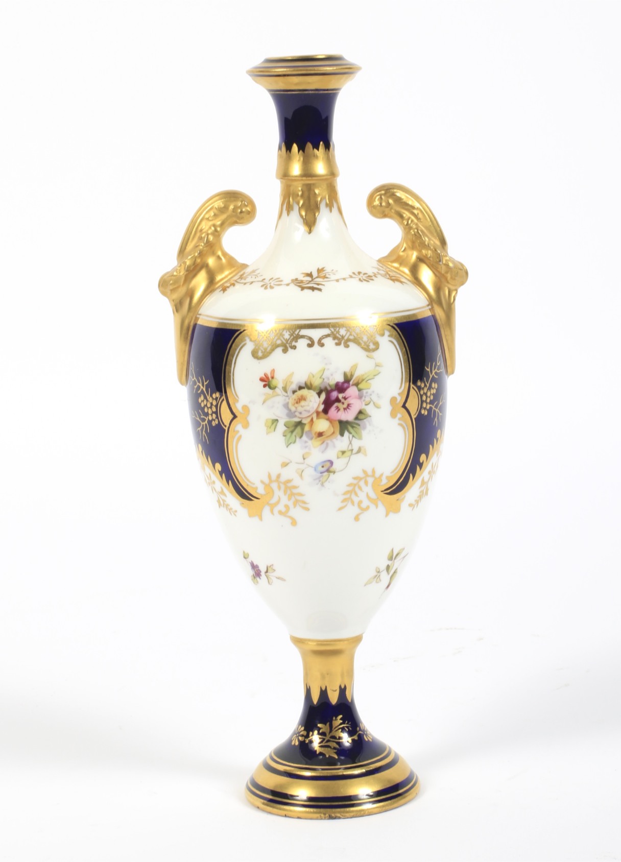 A Coalport oviform blue-ground two-handled vase. - Image 3 of 4