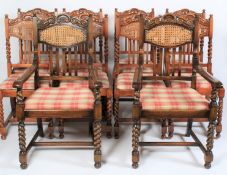 A set of ten oak Dutch style dining chairs.