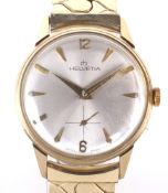 A vintage 9ct gold cased Helvetia gentlemans wristwatch.