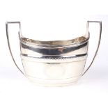A George III silver oval two-handled sugar-bowl.