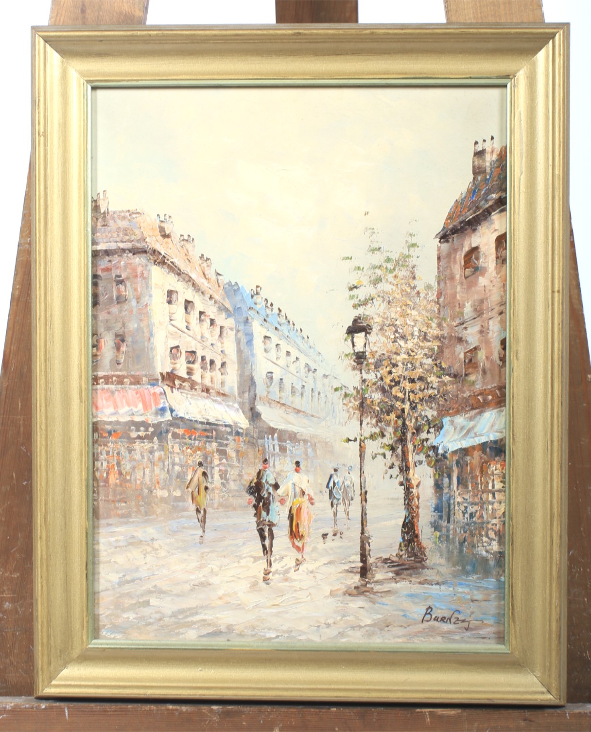 Manner of Caroline Burnett (1877-1950), Parisian Street Scene, oil and acrylic on canvas. - Image 2 of 3