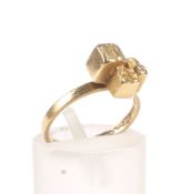 A Laponia modernist gold abstract-block ring by Bjorn Weckstrom.