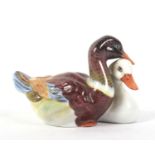 Pair of 20th century Herend porcelain figures of ducks.