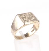 A vintage 9ct gold square signet ring.