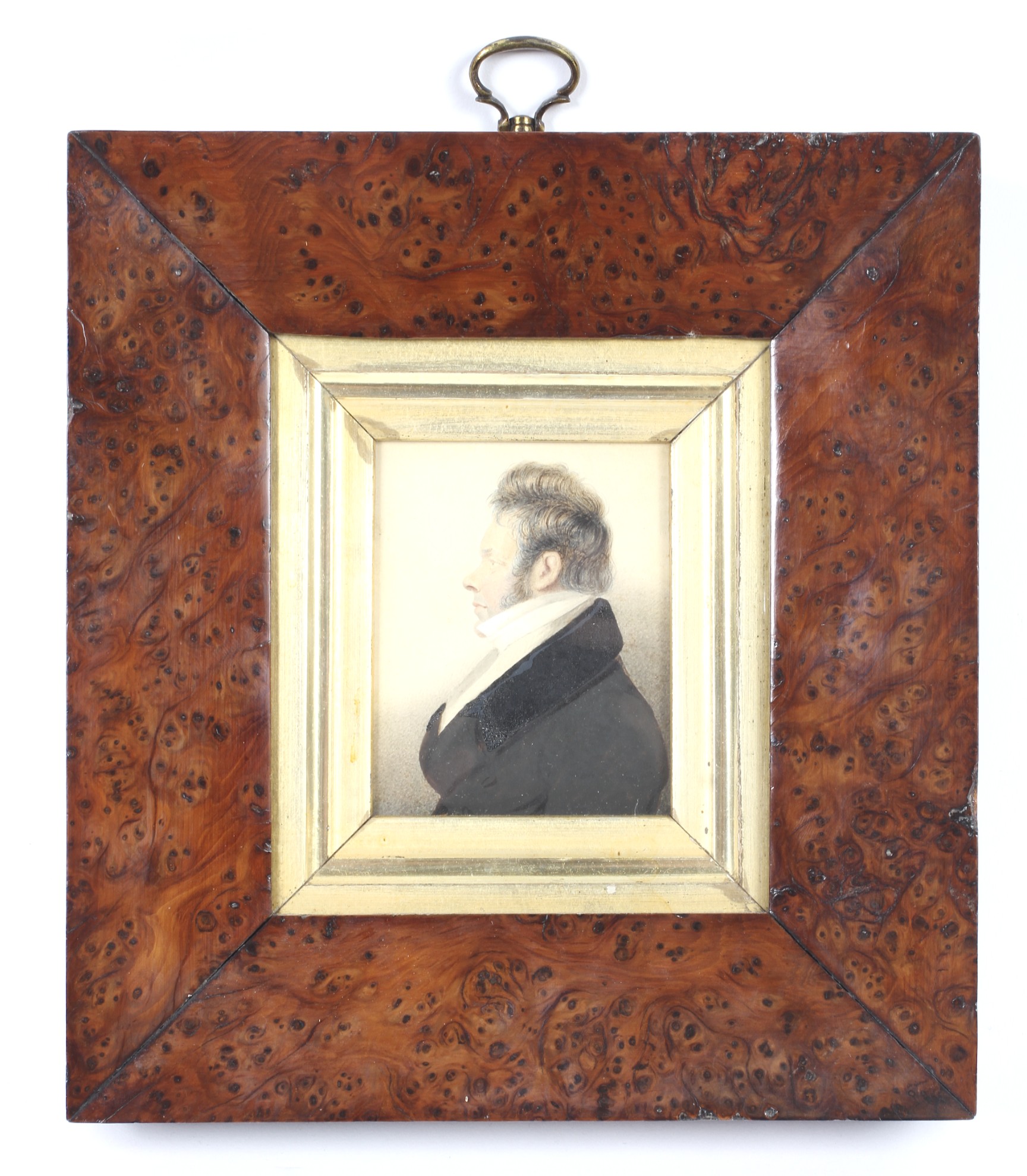 A framed Regency portrait miniature of a gentleman.