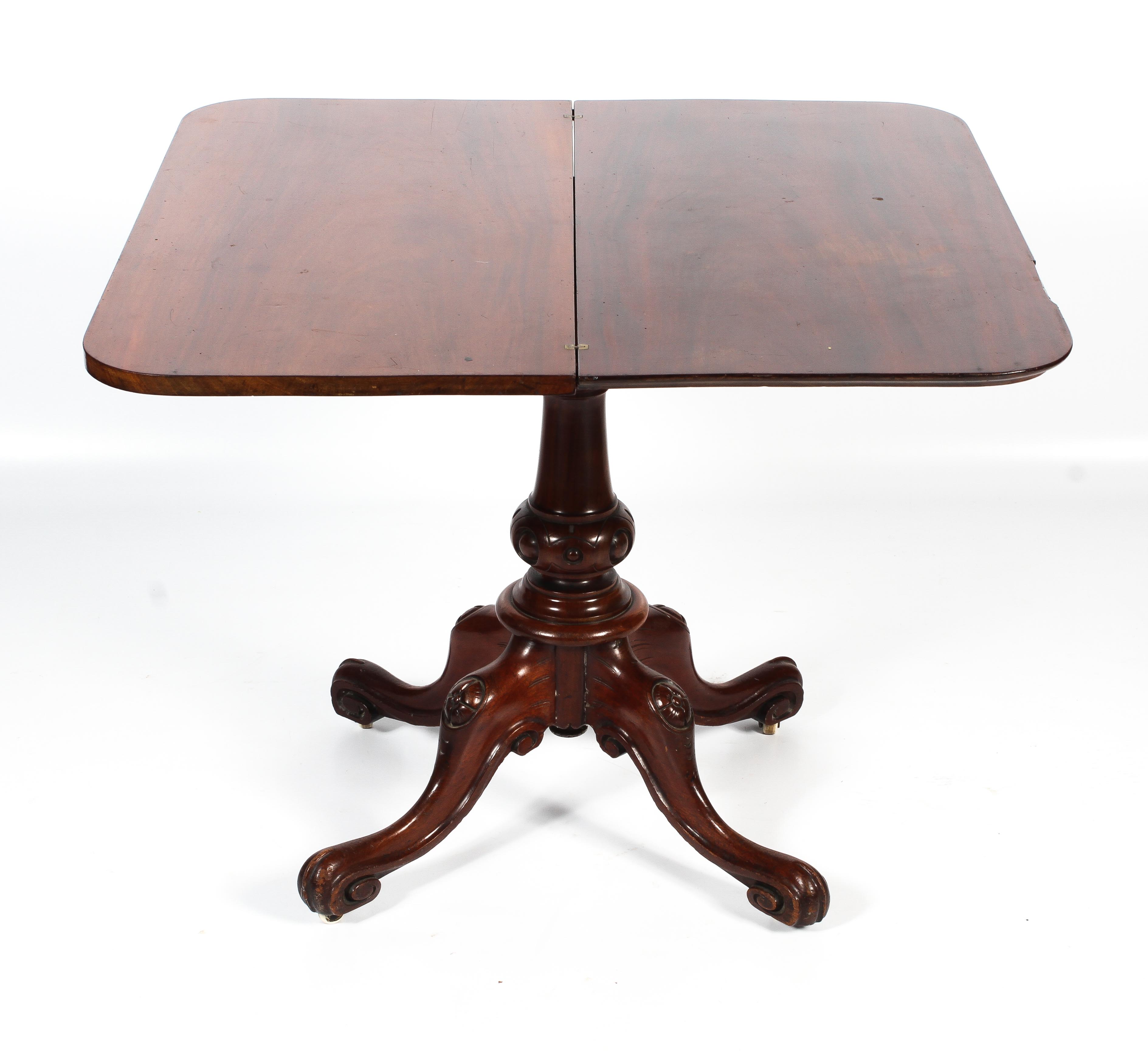 A Victorian mahogany fold over swivel top tea table. - Image 2 of 2