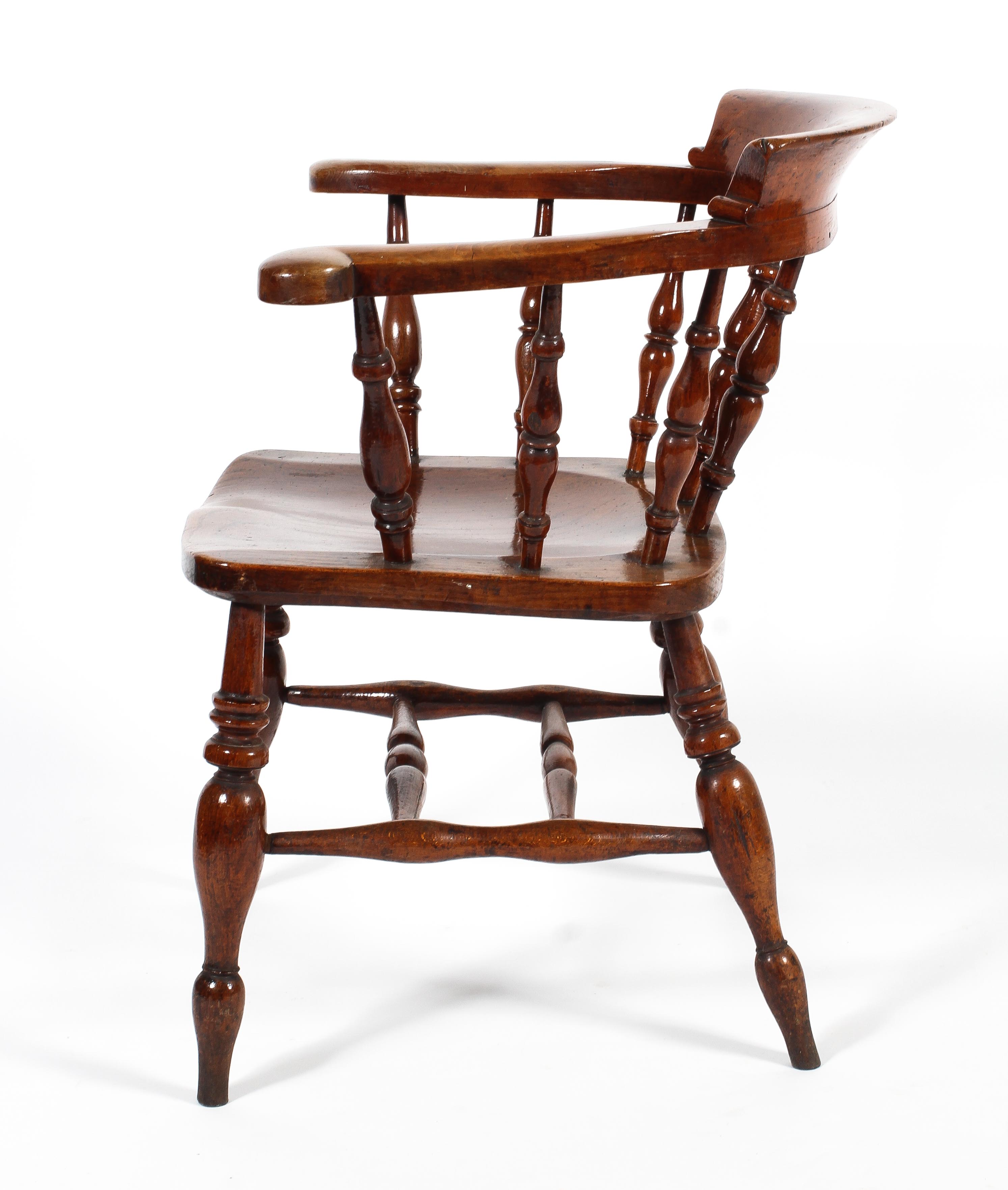 A 19th century elm smokers/captain's chair. - Image 2 of 2