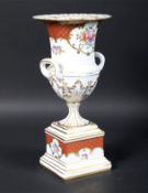 A 20th century Dresden porcelain campana vase on stand.
