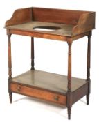 A Georgian mahogany washstand with three quater gallery above a single drawer undertier,