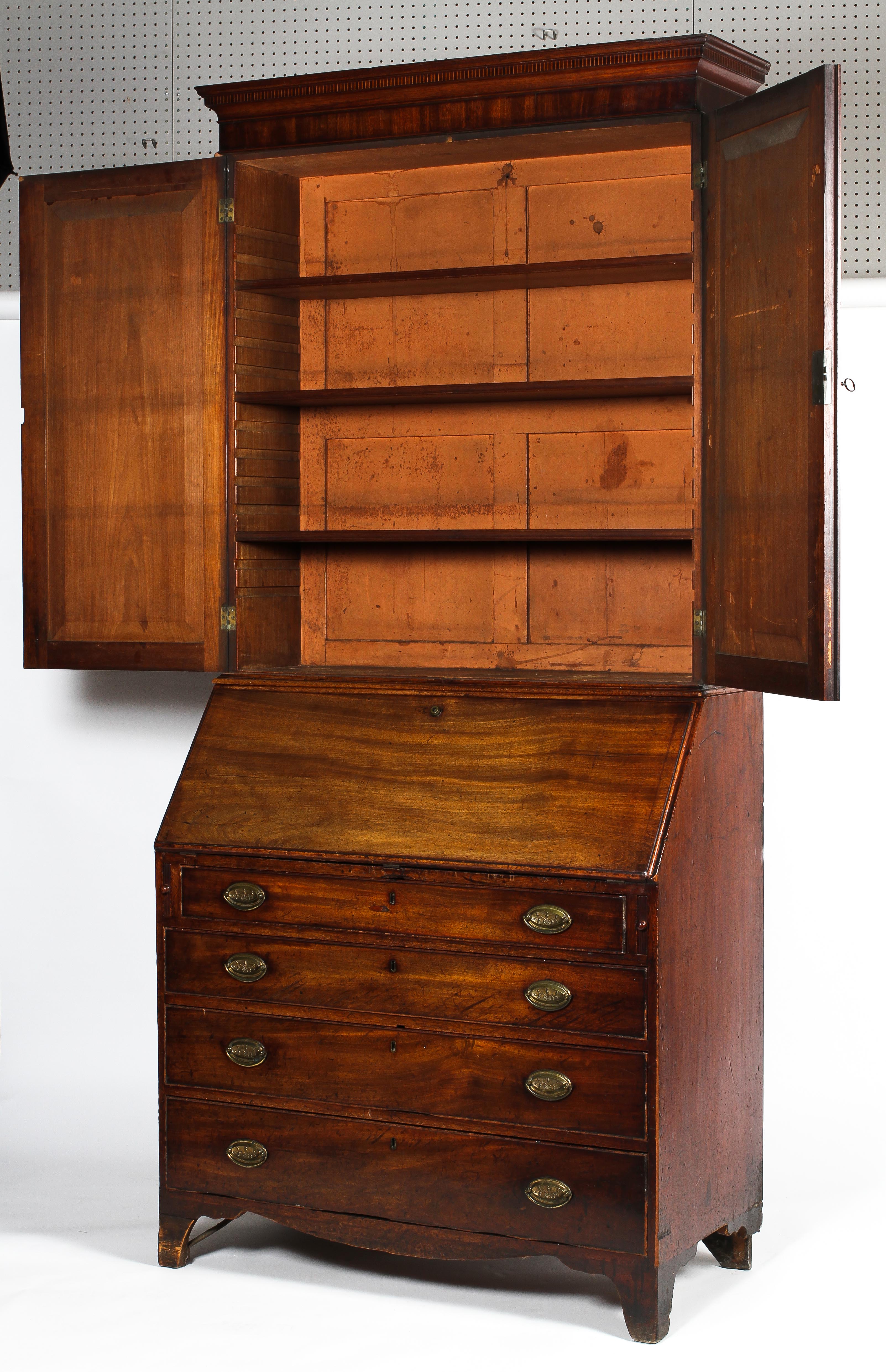 A Victorian mahogany bookcase on a Georgian bureau base. - Image 3 of 3