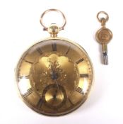 An early Victorian 18ct gold cased open faced pocket watch.