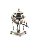 A late 19th century silver plated samovar on integral stand.