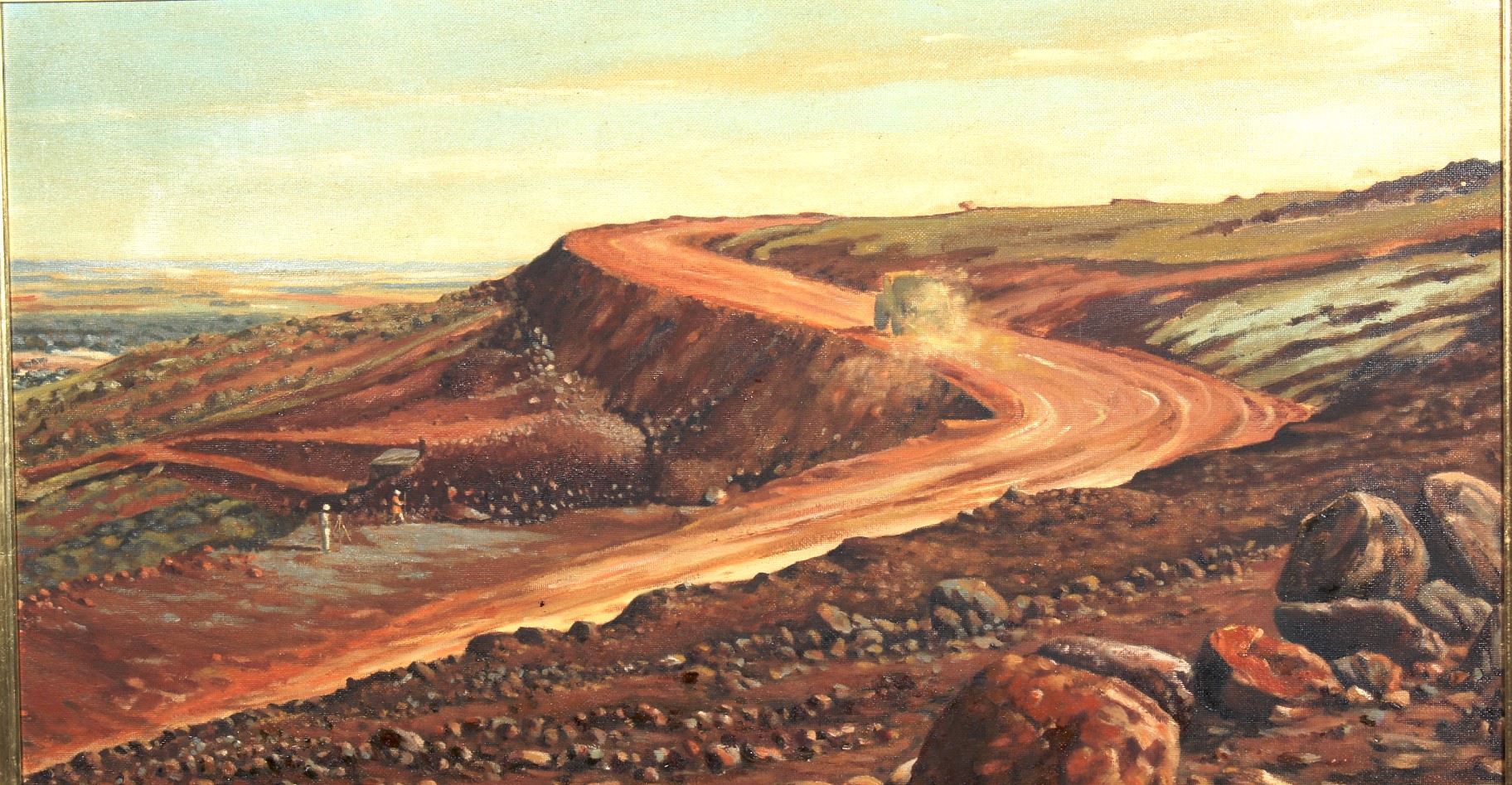 Australian 20th Century School, Winding Road in Rocky Landscape, oil on board (unsigned), framed, - Image 2 of 3