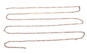 A Victorian rose gold guard chain.